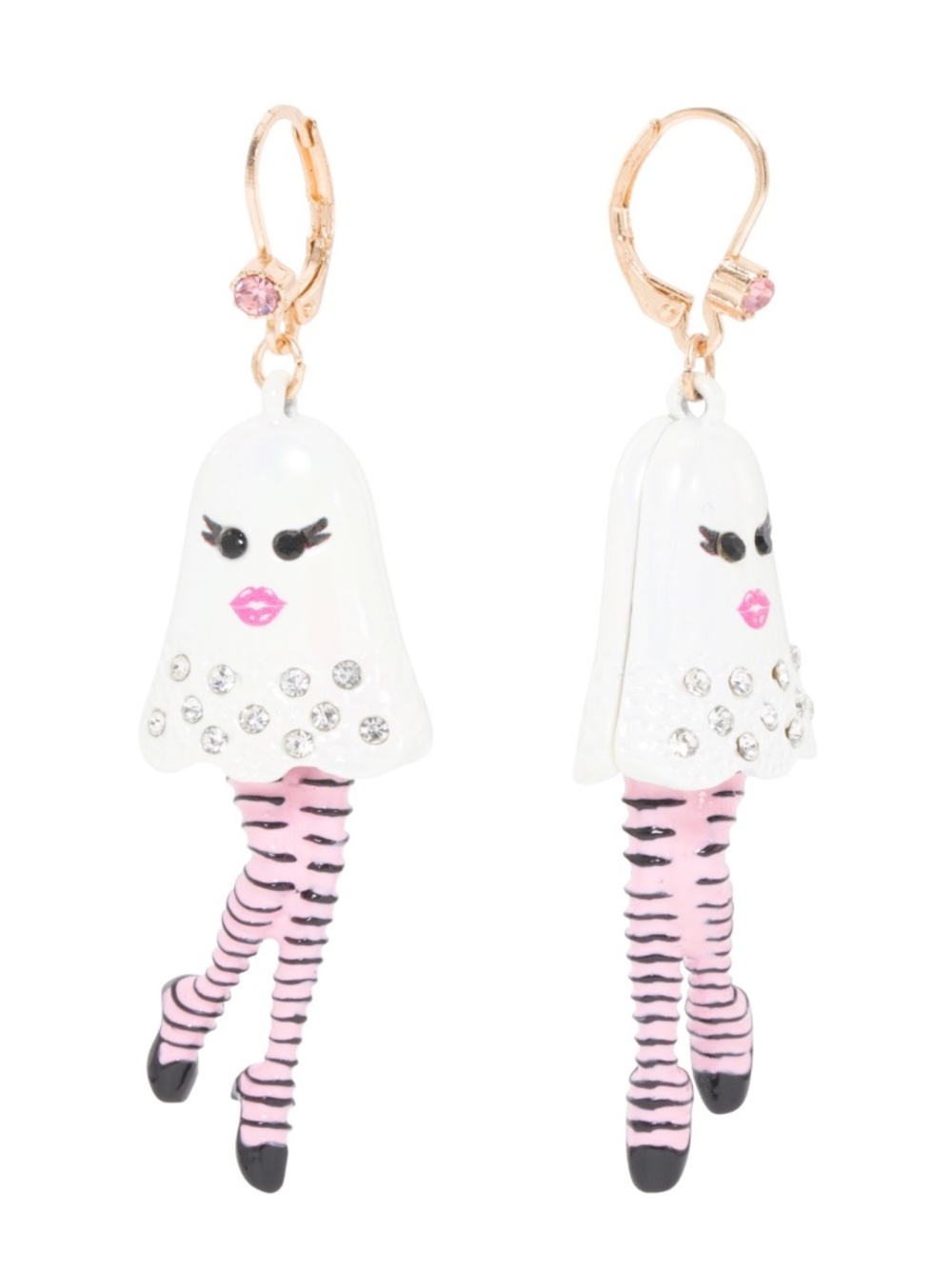 Betsey Johnson Girly Ghost Drop Earrings With Pink Leggings